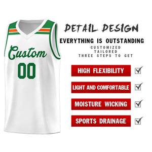 Custom White Kelly Green-Orange Classic Sports Uniform Basketball Jersey