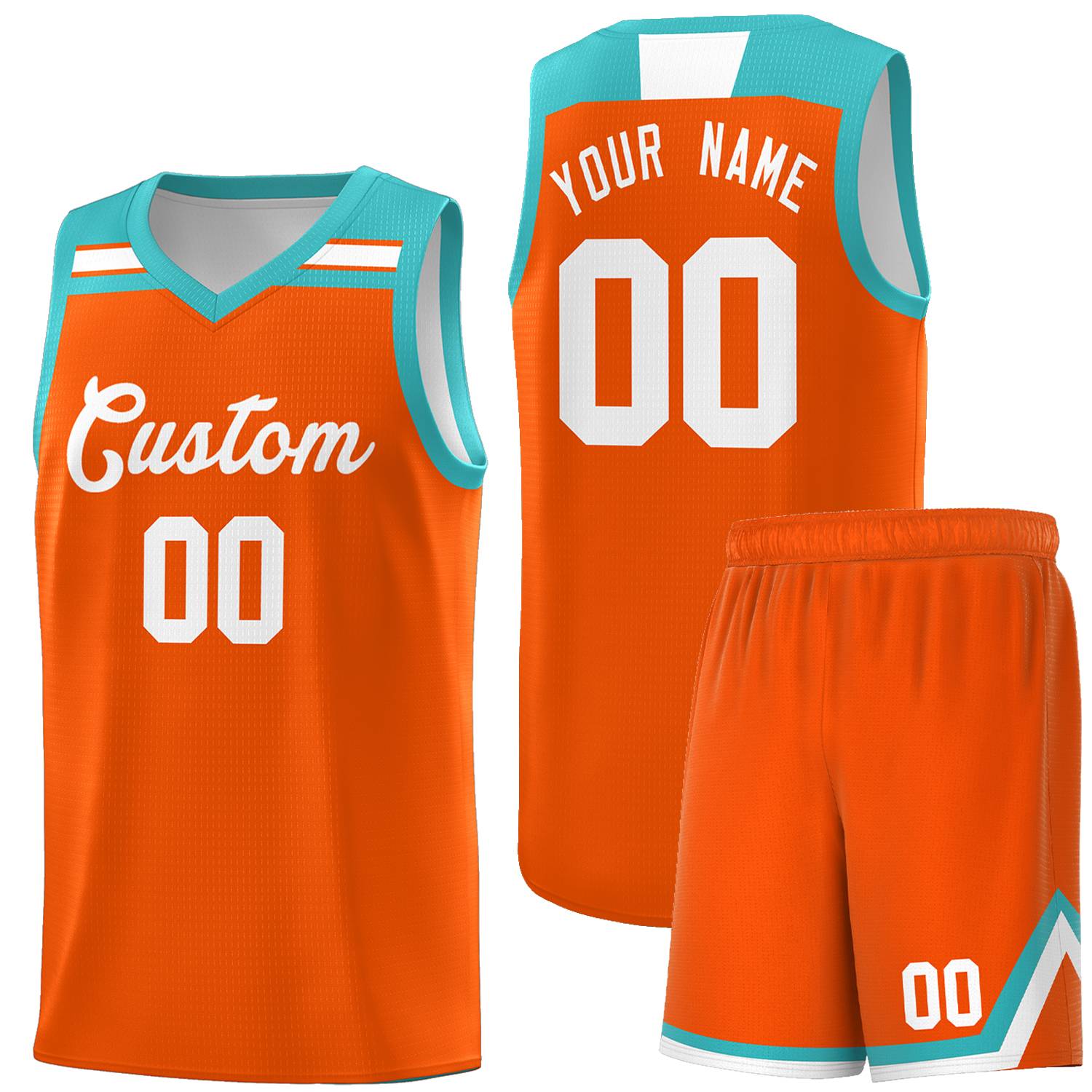 Custom Orange White-Aqua Classic Sports Uniform Basketball Jersey