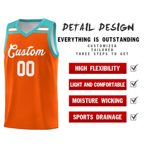 Custom Orange White-Aqua Classic Sports Uniform Basketball Jersey