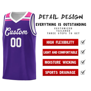 Custom Purple White-Pink Classic Sports Uniform Basketball Jersey