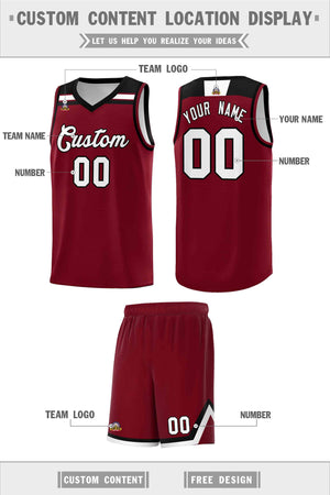 Custom Crimson White-Black Classic Sports Uniform Basketball Jersey