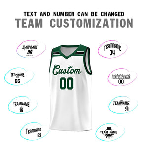 Custom White Green-White Classic Sports Uniform Basketball Jersey