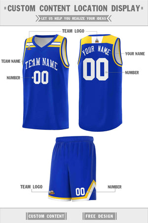 Custom Royal White-Gold Classic Sports Uniform Basketball Jersey