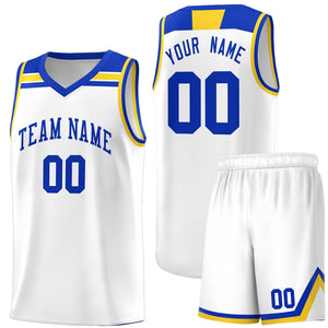 Custom White Royal-Gold Classic Sports Uniform Basketball Jersey