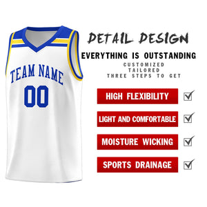 Custom White Royal-Gold Classic Sports Uniform Basketball Jersey