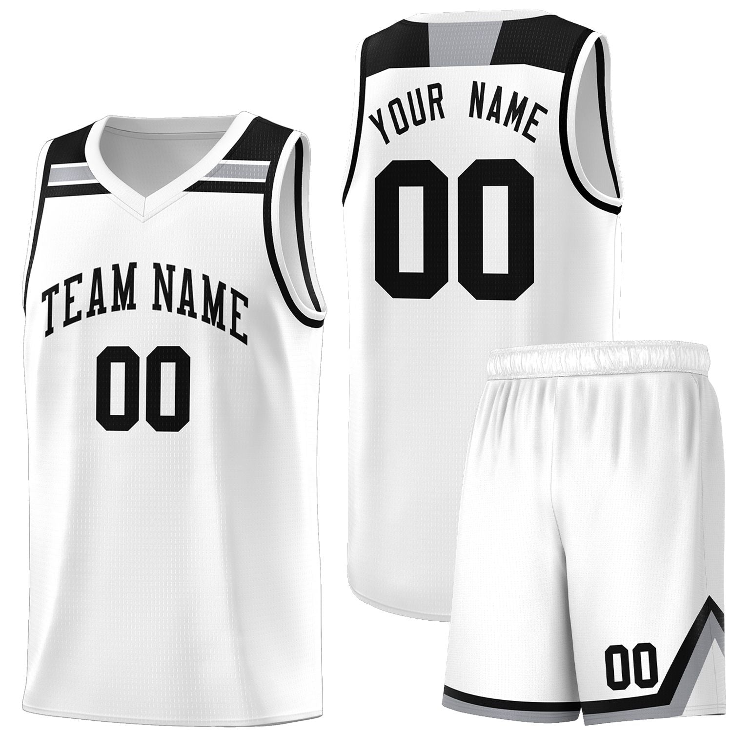 Custom White Black-Gray Classic Sports Uniform Basketball Jersey