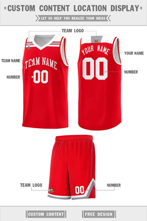 Custom Red White-Gray Classic Sports Uniform Basketball Jersey