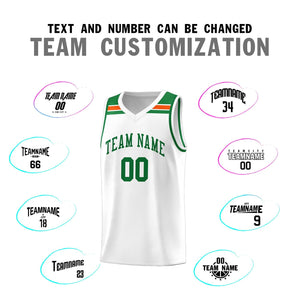 Custom White Kelly Green-Orange Classic Sports Uniform Basketball Jersey