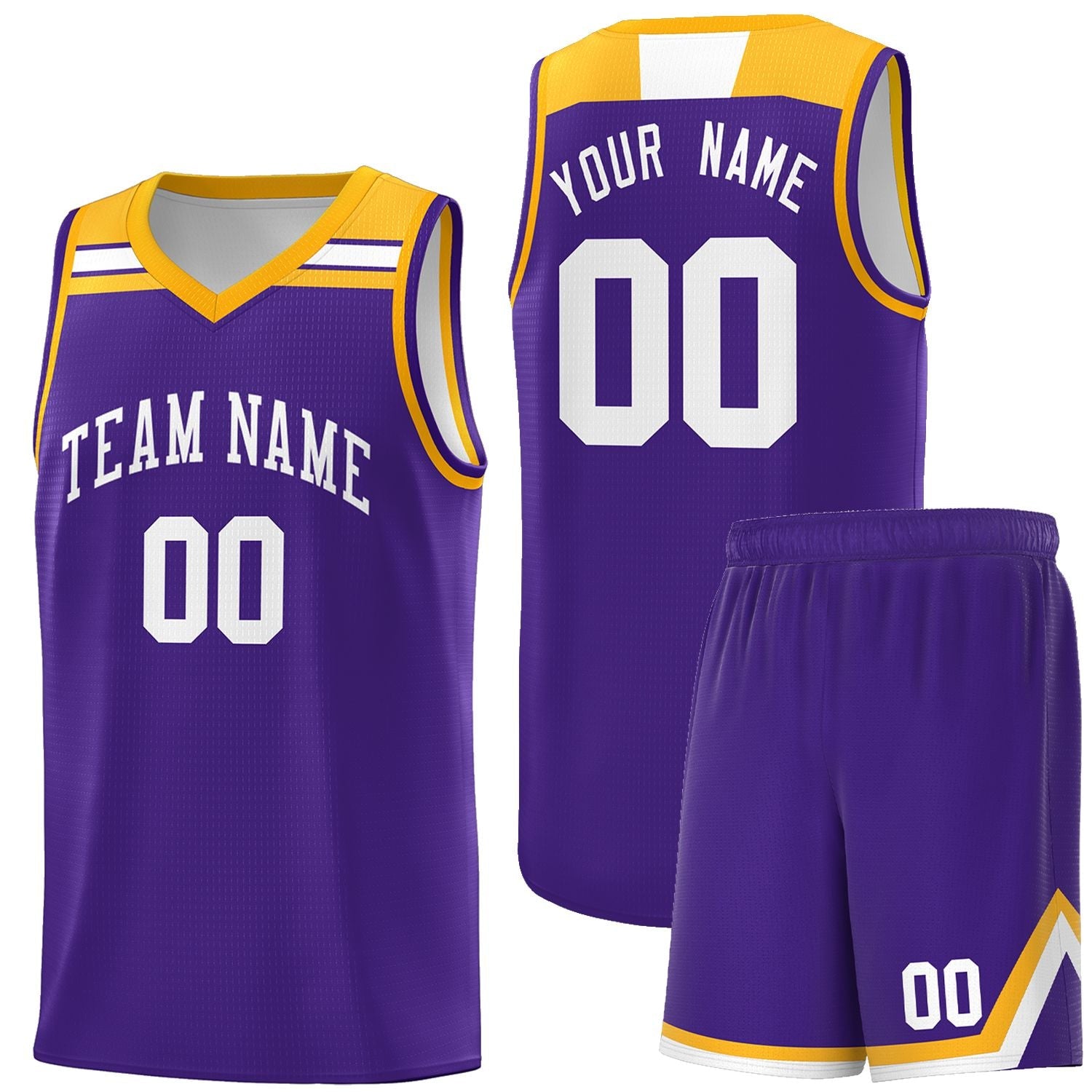 Custom Purple White-Gold Classic Sports Uniform Basketball Jersey