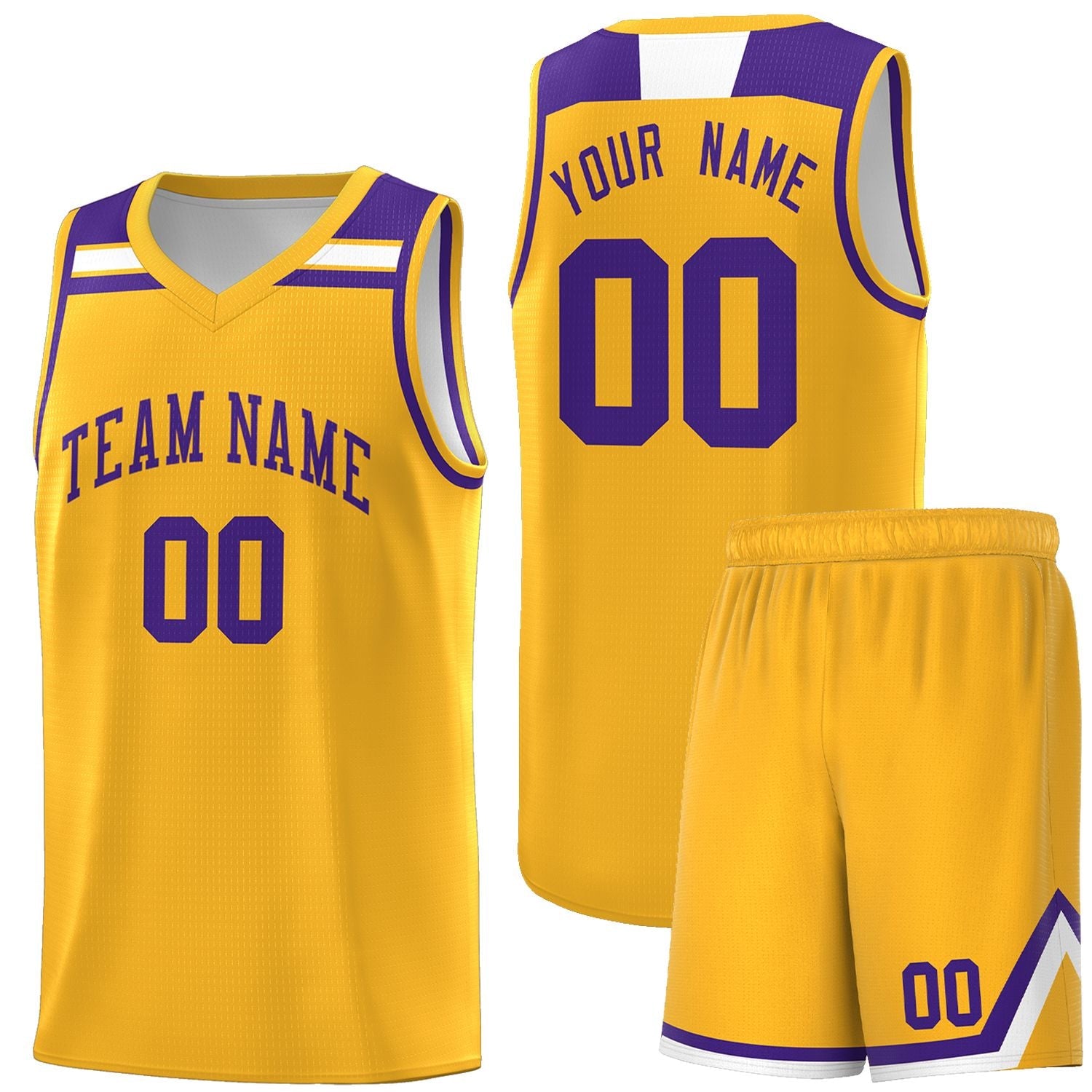 Custom Gold Purple-White Classic Sports Uniform Basketball Jersey