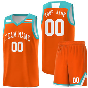 Custom Orange White-Aqua Classic Sports Uniform Basketball Jersey