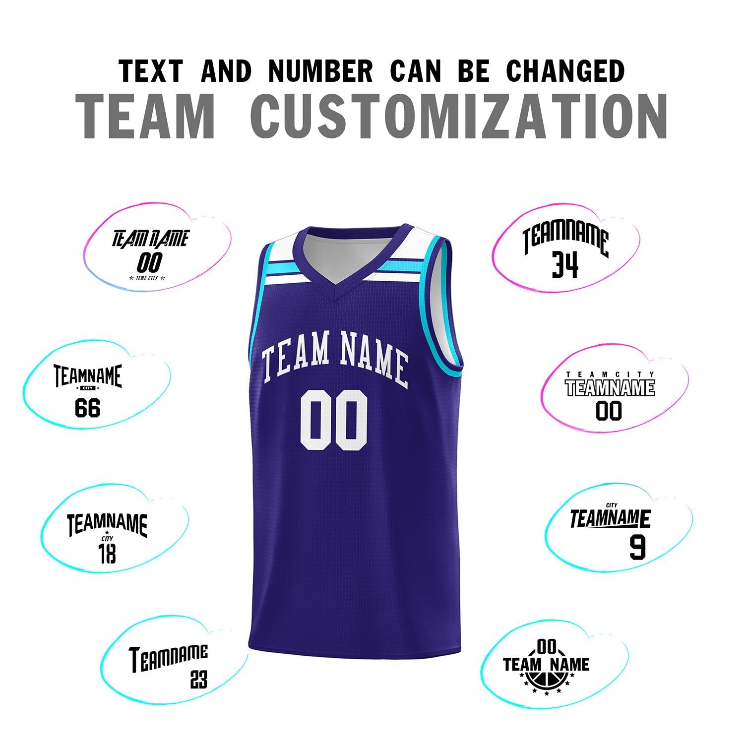 Custom Purple White-Powder Blue Classic Sports Uniform Basketball Jersey