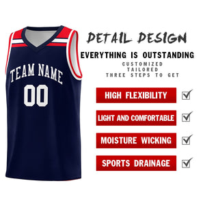 Custom Navy White-Red Classic Sports Uniform Basketball Jersey