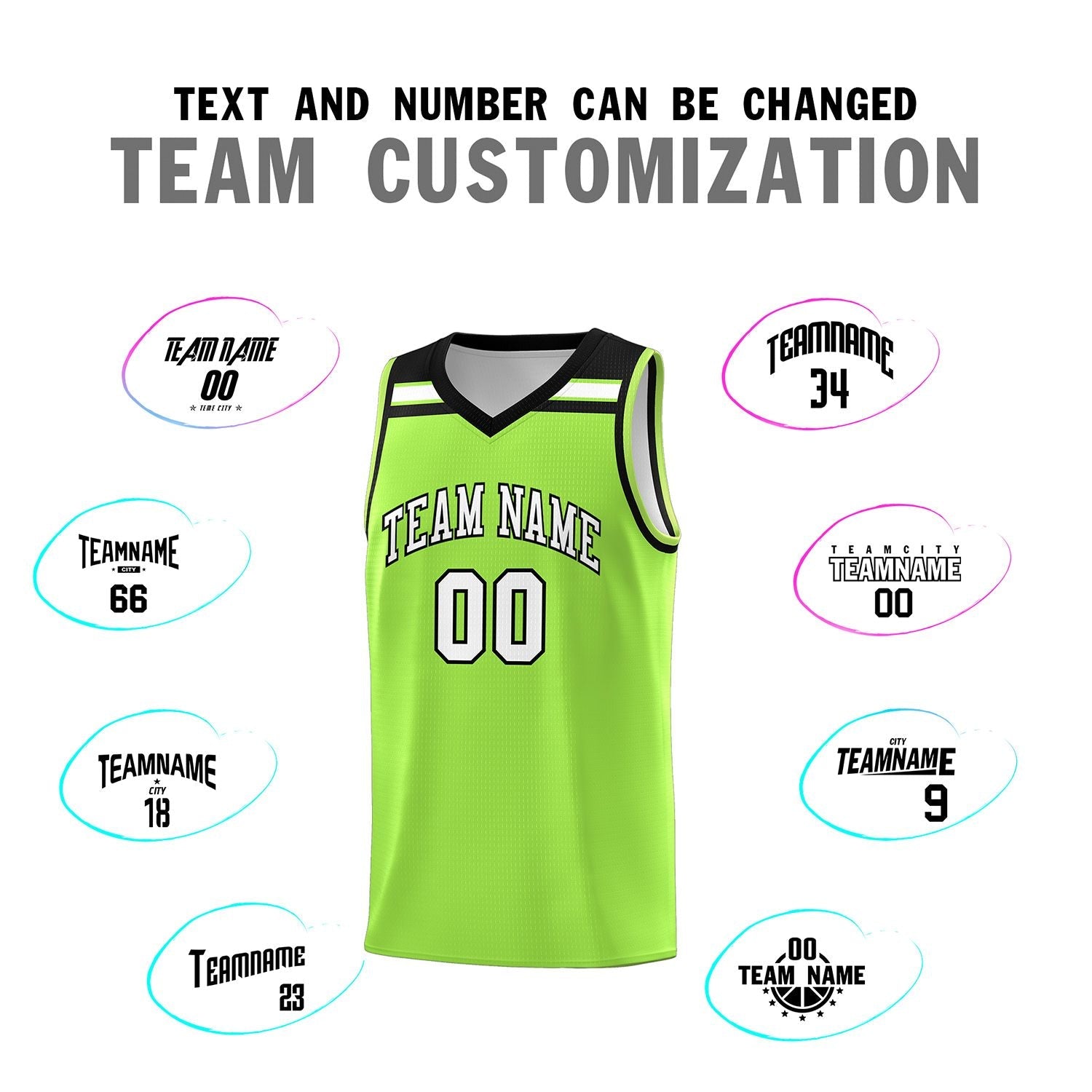 Custom Neon Green White-Black Classic Sports Uniform Basketball Jersey