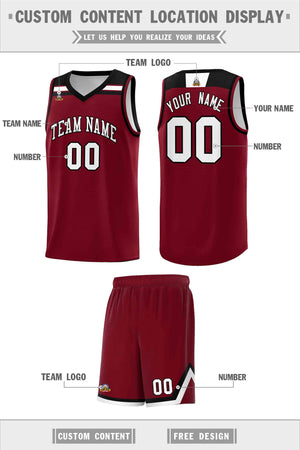 Custom Crimson White-Black Classic Sports Uniform Basketball Jersey