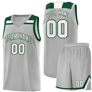 Custom Gray White-Green Classic Sports Uniform Basketball Jersey