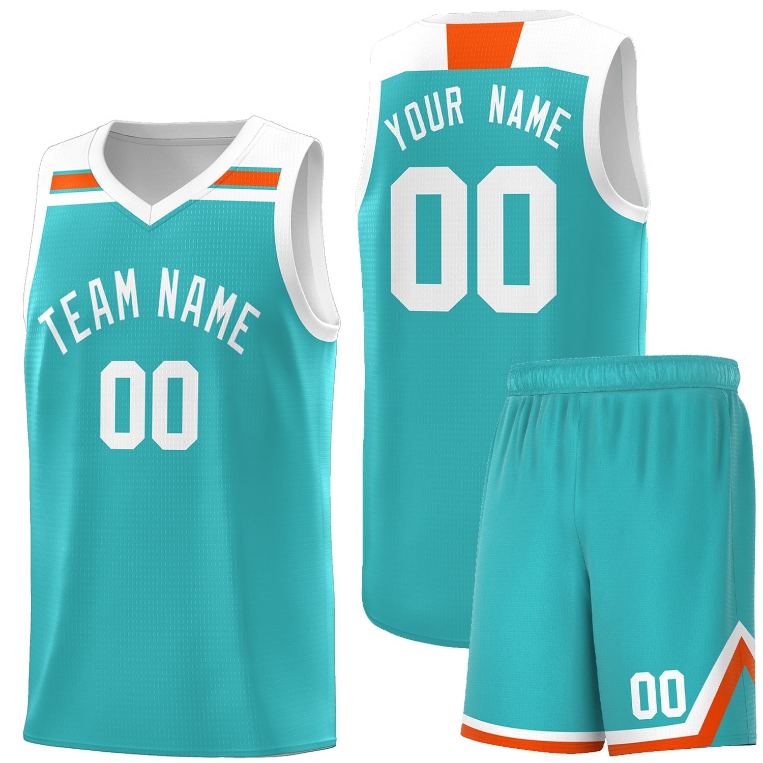 Custom Aqua White-Orange Classic Sports Uniform Basketball Jersey