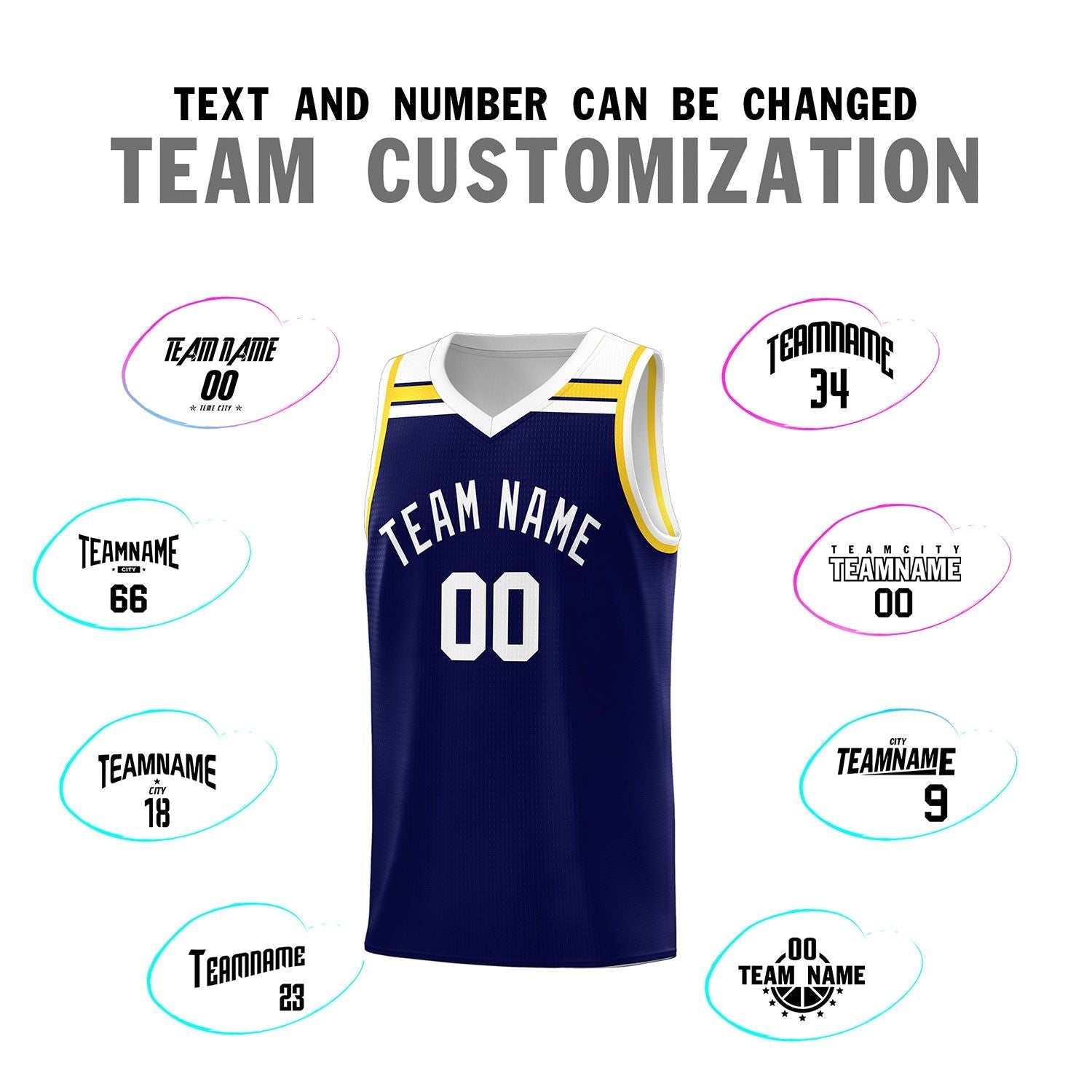 Custom Navy White-Gold Classic Sports Uniform Basketball Jersey