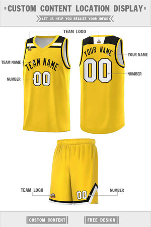 Custom Gold Black-White Classic Sports Uniform Basketball Jersey