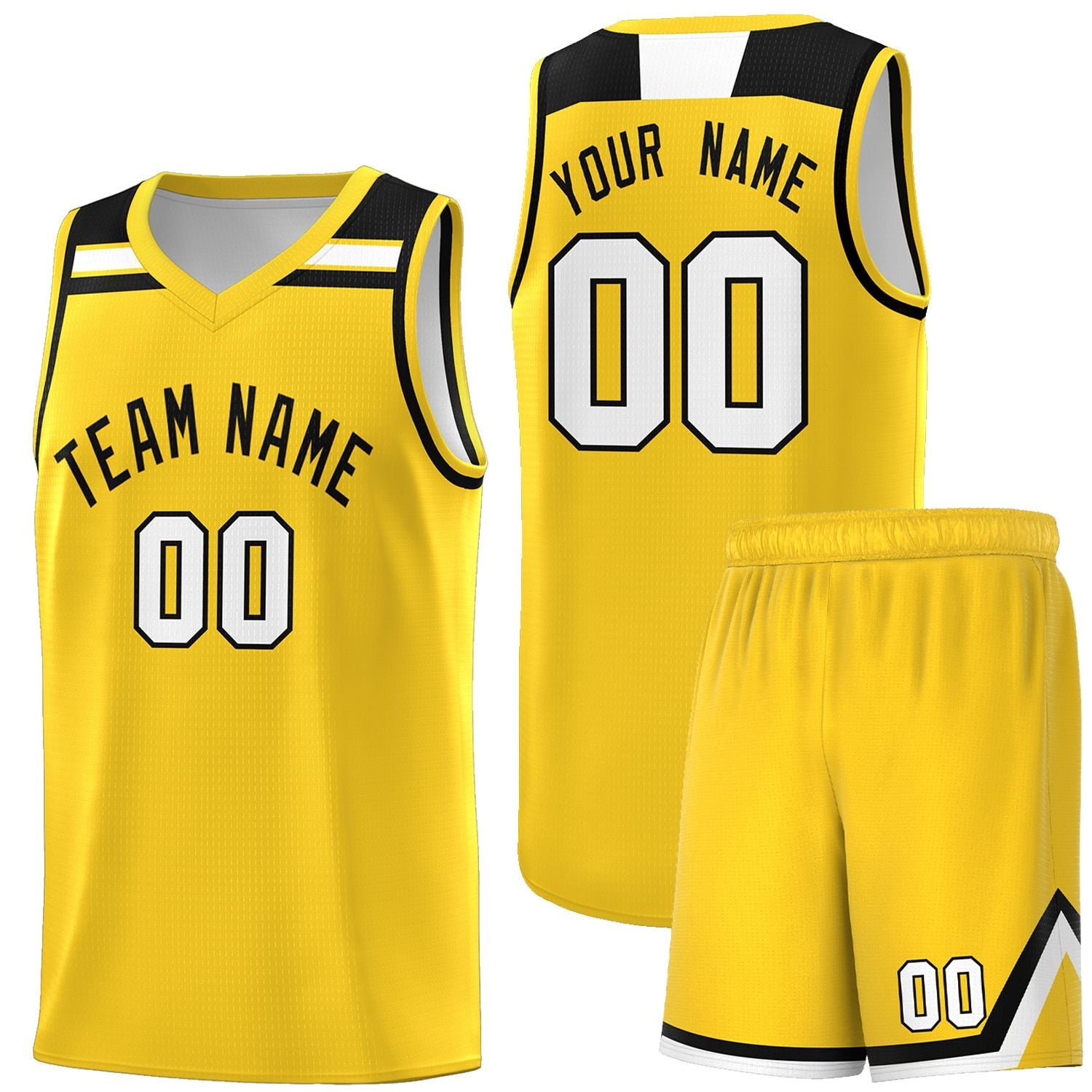 Custom Gold Black-White Classic Sports Uniform Basketball Jersey