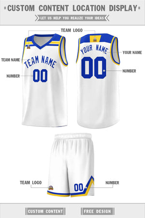 Custom White Royal-Gold Classic Sports Uniform Basketball Jersey