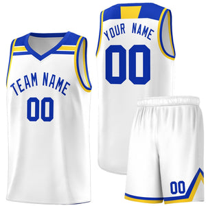 Custom White Royal-Gold Classic Sports Uniform Basketball Jersey