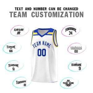 Custom White Royal-Gold Classic Sports Uniform Basketball Jersey