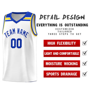 Custom White Royal-Gold Classic Sports Uniform Basketball Jersey