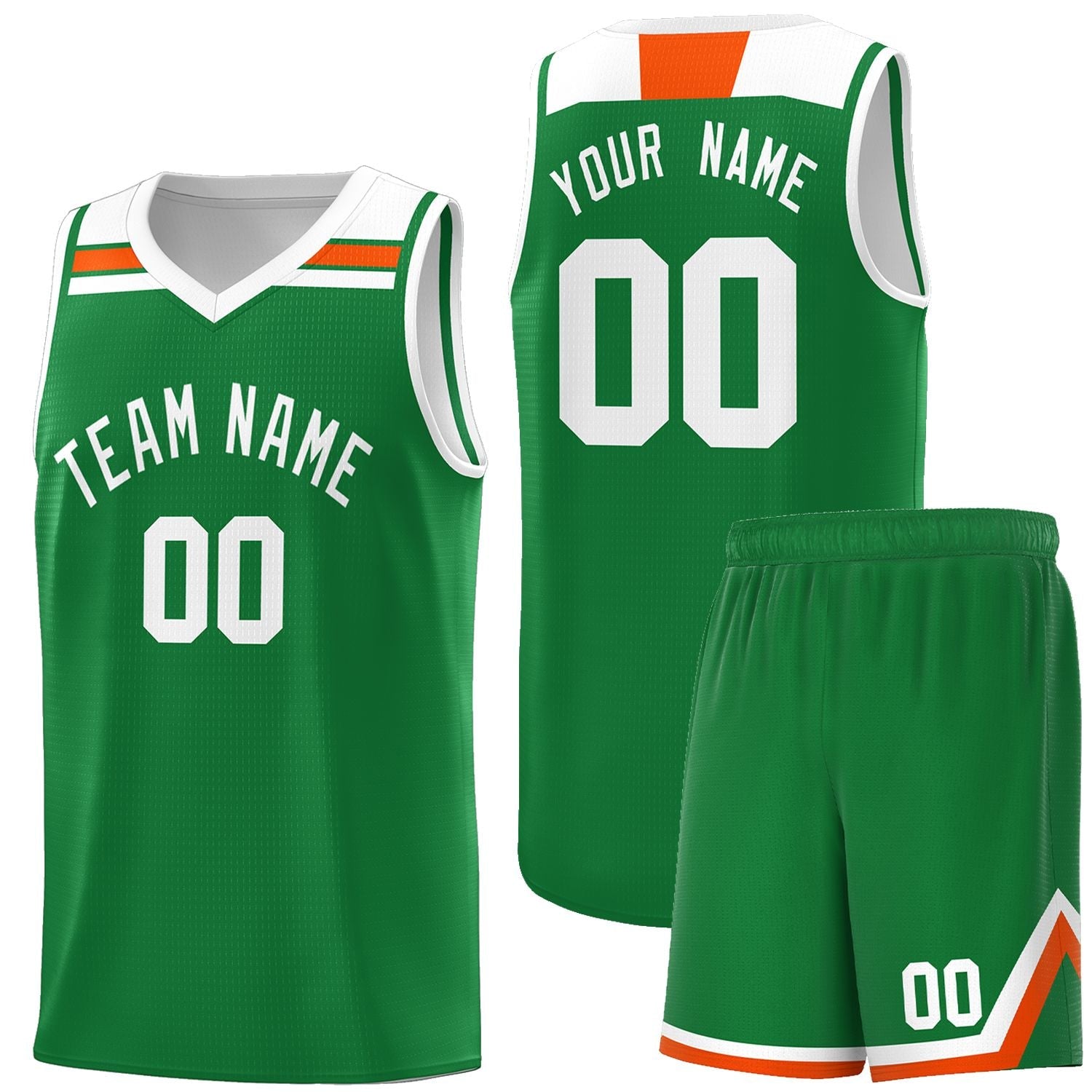 Custom Kelly Green White-Orange Classic Sports Uniform Basketball Jersey