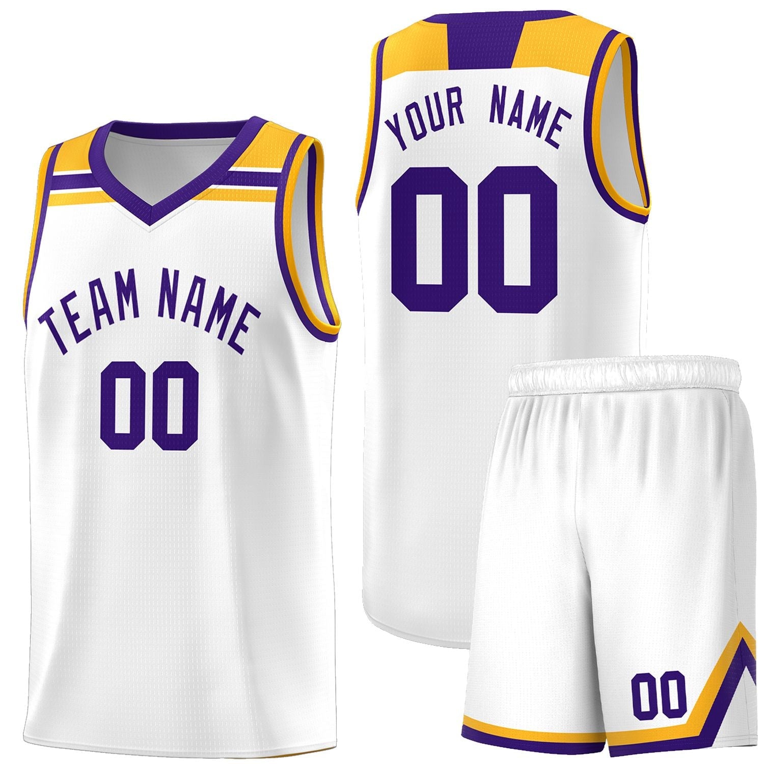 Custom White Purple-Gold Classic Sports Uniform Basketball Jersey