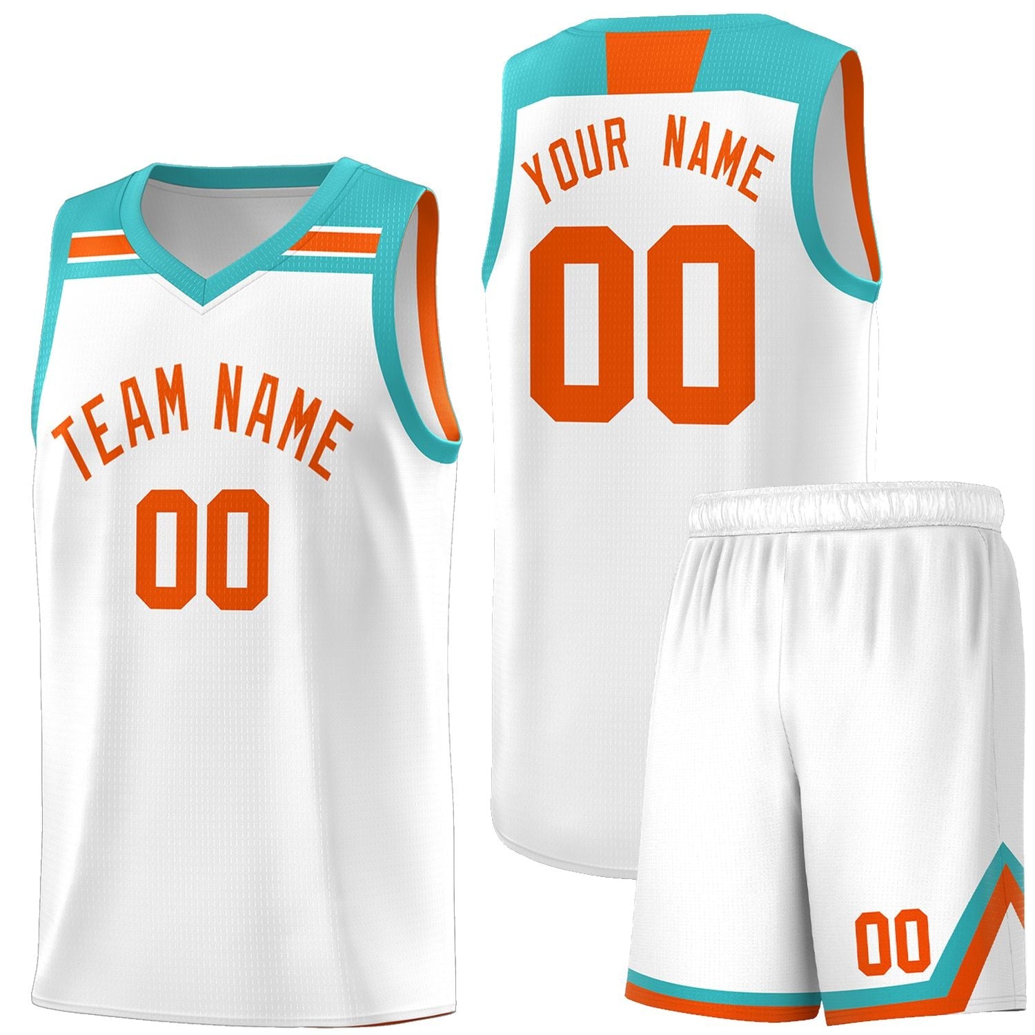 Custom White Orange-Aqua Classic Sports Uniform Basketball Jersey