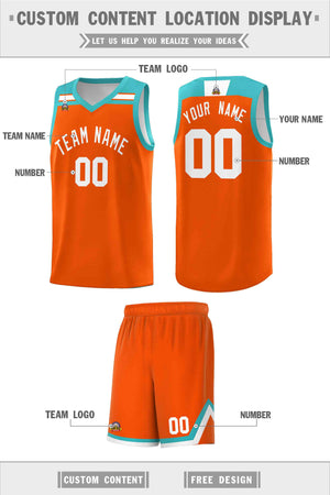 Custom Orange White-Aqua Classic Sports Uniform Basketball Jersey