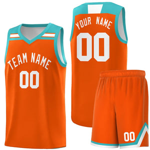 Custom Orange White-Aqua Classic Sports Uniform Basketball Jersey