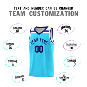 Custom Sky Blue Purple-White Classic Sports Uniform Basketball Jersey