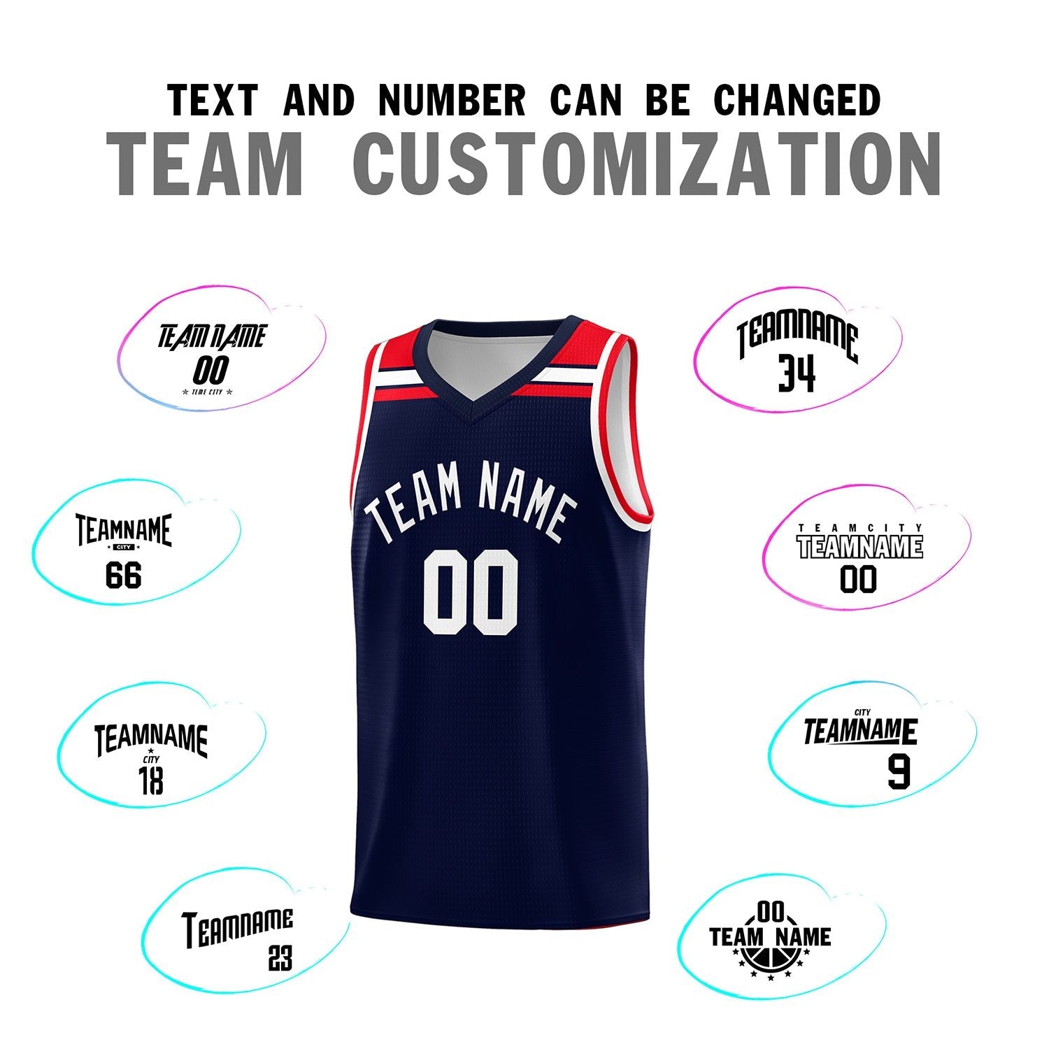 Custom Navy White-Red Classic Sports Uniform Basketball Jersey