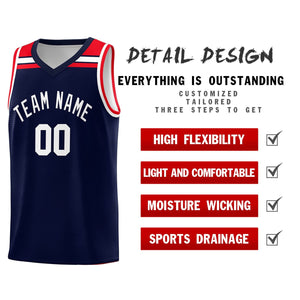 Custom Navy White-Red Classic Sports Uniform Basketball Jersey