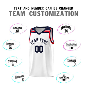 Custom White Navy-Red Classic Sports Uniform Basketball Jersey