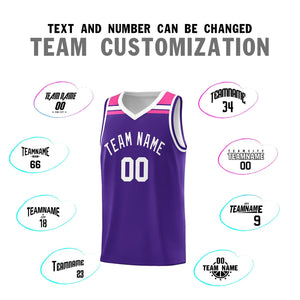 Custom Purple White-Pink Classic Sports Uniform Basketball Jersey