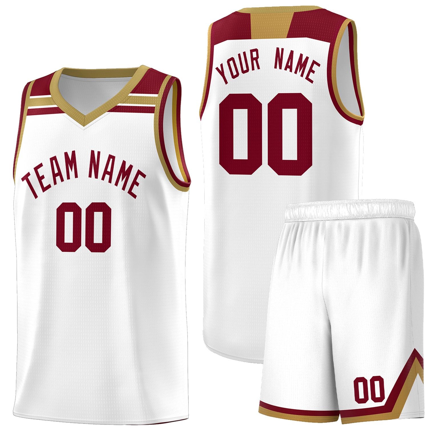 Custom White Crimson-Old Gold Classic Sports Uniform Basketball Jersey