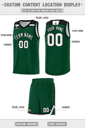 Custom Green White-Black Classic Sports Uniform Basketball Jersey