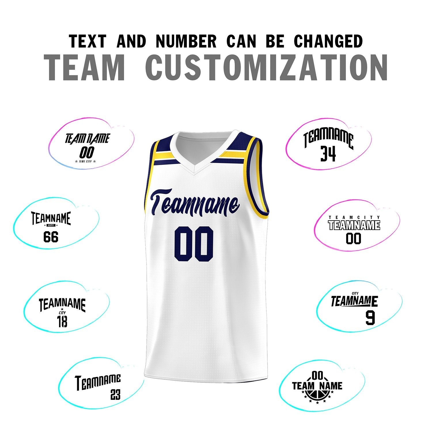 Custom White Navy-Gold Classic Sports Uniform Basketball Jersey