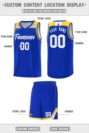 Custom Royal White-Gold Classic Sports Uniform Basketball Jersey