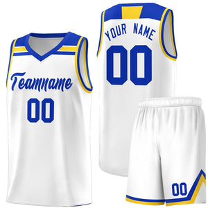 Custom White Royal-Gold Classic Sports Uniform Basketball Jersey