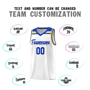 Custom White Royal-Gold Classic Sports Uniform Basketball Jersey