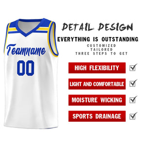 Custom White Royal-Gold Classic Sports Uniform Basketball Jersey