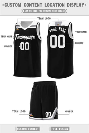 Custom Black White-Gray Classic Sports Uniform Basketball Jersey