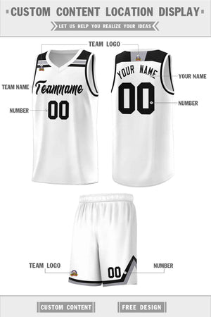 Custom White Black-Gray Classic Sports Uniform Basketball Jersey