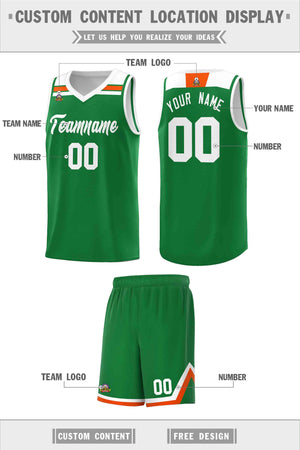 Custom Kelly Green White-Orange Classic Sports Uniform Basketball Jersey