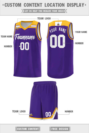 Custom Purple White-Gold Classic Sports Uniform Basketball Jersey