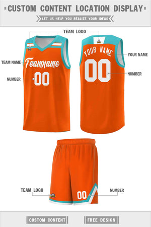 Custom Orange White-Aqua Classic Sports Uniform Basketball Jersey